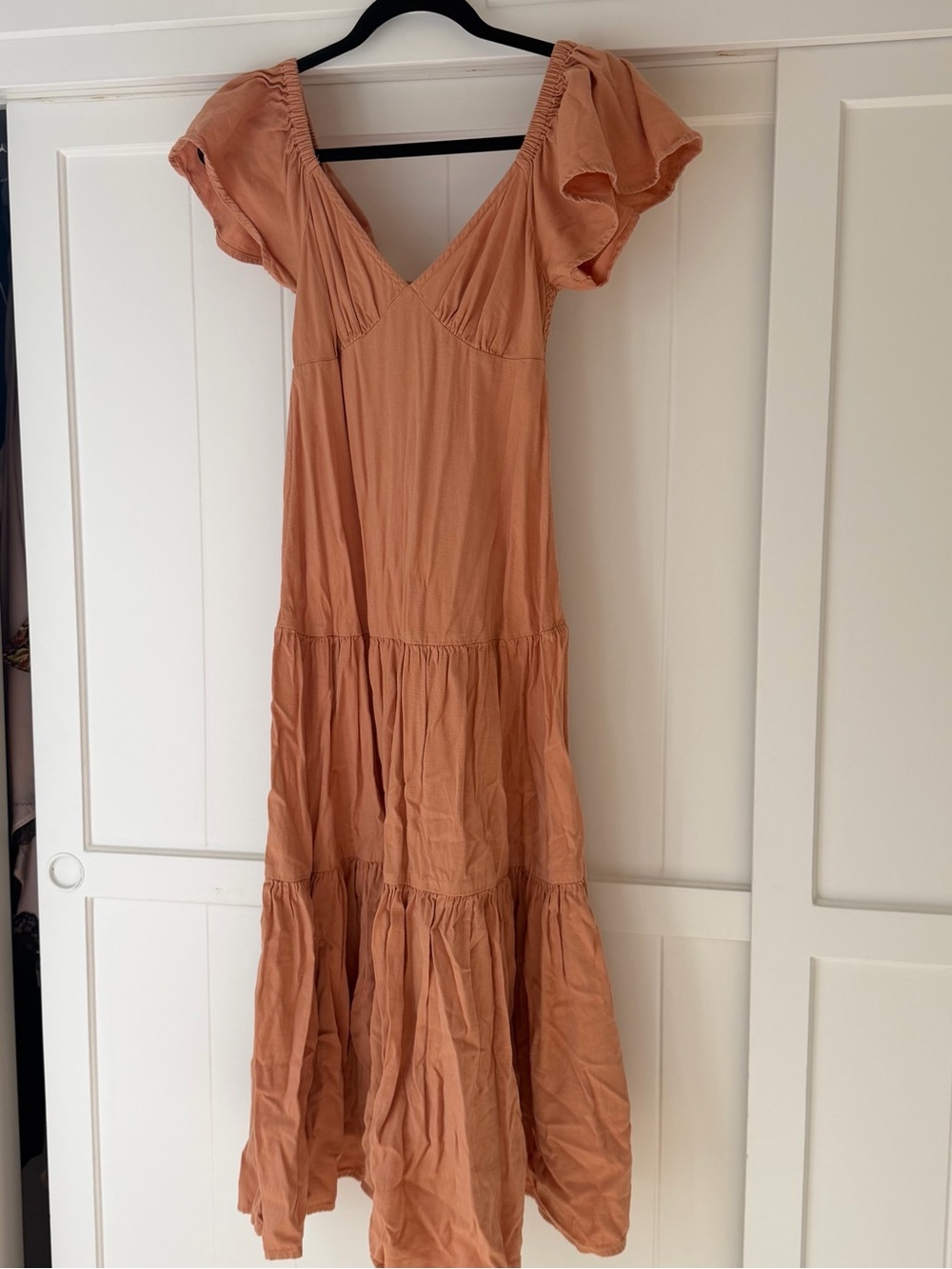 Billabong Peach Tiered Maxi Dress with V-Neck
